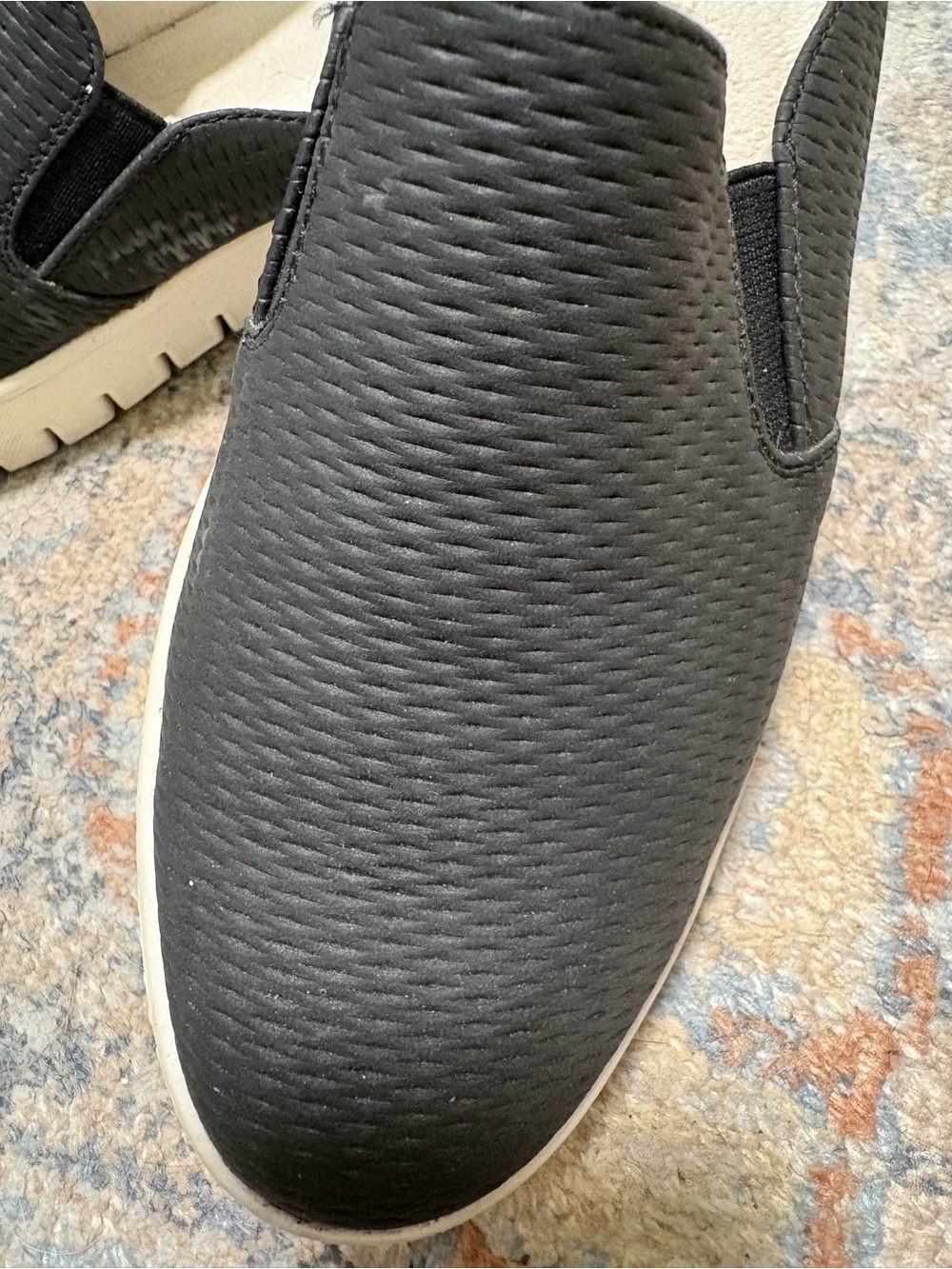 Naturalizer Black Textured Slip-On Loafers with White Sole